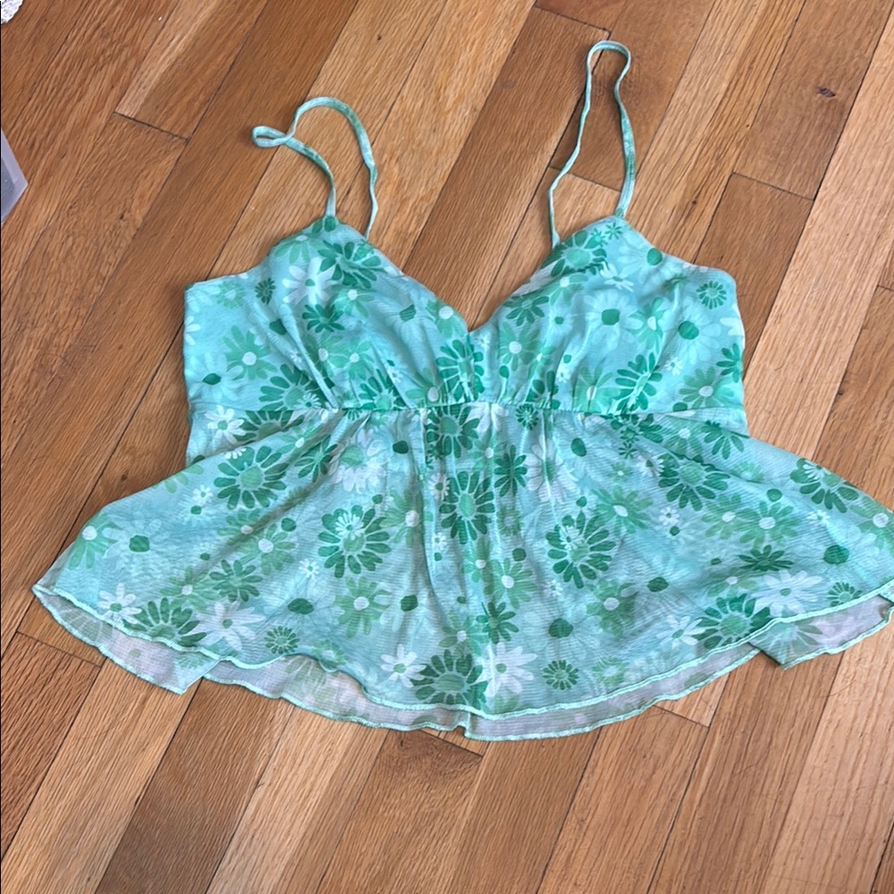 RSQ Green Bustier Peplum Camisole Tank Top
